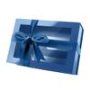 PACKQUEEN Large Blue Gift Box with Window, 13.5x9x4.1 Inches Clear Gift Box for Present Contains Ribbon, Card, Groomsman Proposal Box with Magnetic Lid (Glossy Blue) view 1