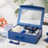 PACKQUEEN Large Blue Gift Box with Window, 13.5x9x4.1 Inches Clear Gift Box for Present Contains Ribbon, Card, Groomsman Proposal Box with Magnetic Lid (Glossy Blue) view 2
