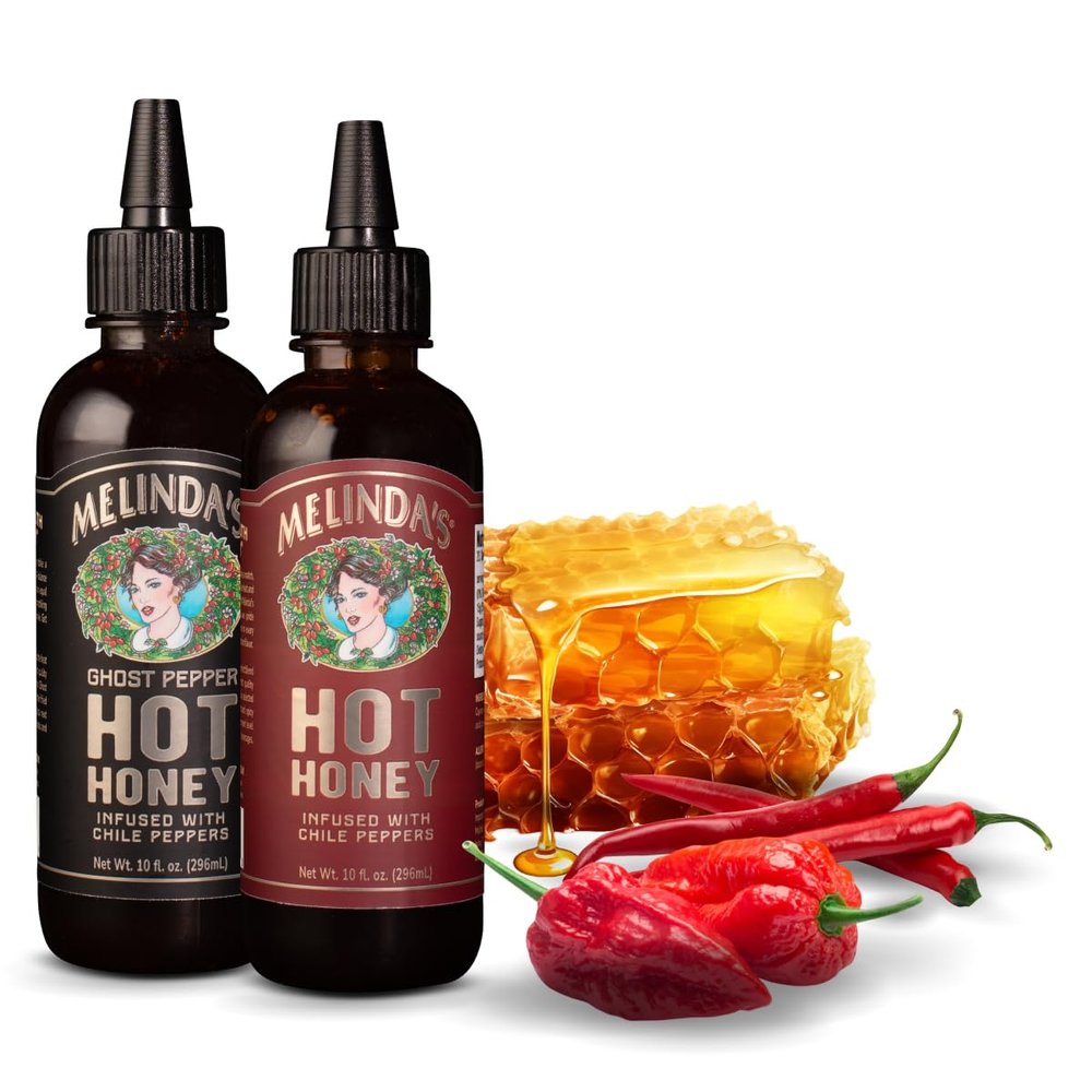 Melindas Hot Honey Collection - 10 oz, 2 Pack - Spicy Honey Sauce Variety Pack w/ Classic Hot Honey, Ghost Hot Honey - Sweet & Spicy Infused Honey
