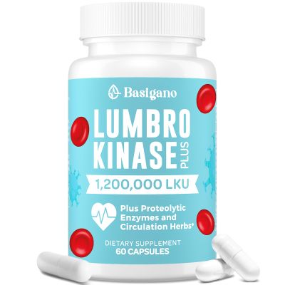 Basigano Lumbrokinase Supplement, 1.2 Million LKU - 120mg Capsules, Potent Nattokinase Alternative with Proteolytic Enzymes and Herbal Blend