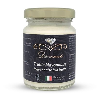 Diamante Italy Truffle Mayonnaise - Gourmet Mayo with Italian Black Truffles - Rich & Creamy Spread for Sandwiches, Burgers & Dipping - Gluten Free & Made in Italy - 90g