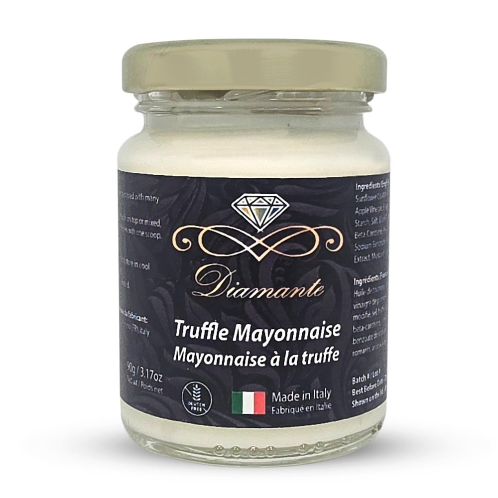 Diamante Italy Truffle Mayonnaise - Gourmet Mayo with Italian Black Truffles - Rich & Creamy Spread for Sandwiches, Burgers & Dipping - Gluten Free & Made in Italy - 90g
