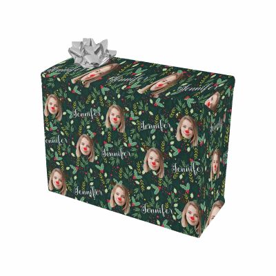 MyPupSocks Customized Wrapping Paper Christmas Christmas Green Print Birthday Girl Wrapping Paper Face Personalized Wrapping Paper Christmas Mr And Mrs Wrapping Paper Roll 5 Rolls