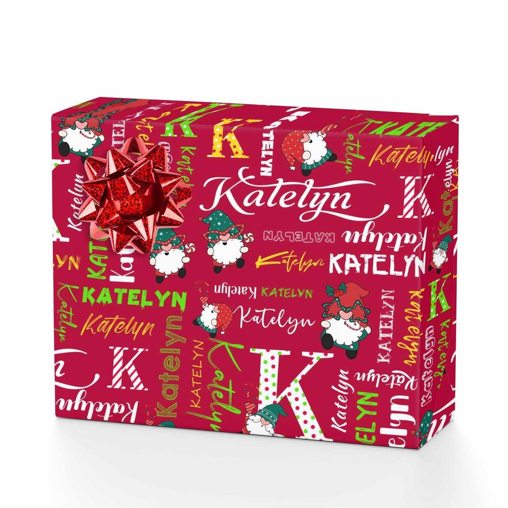 MyPupSocks Personalized Name Wrapping Paper Christmas Santa Birthday Boy Wrapping Paper Roll Red Wrapping Paper Christmas Wrapping Paper 4 Rolls