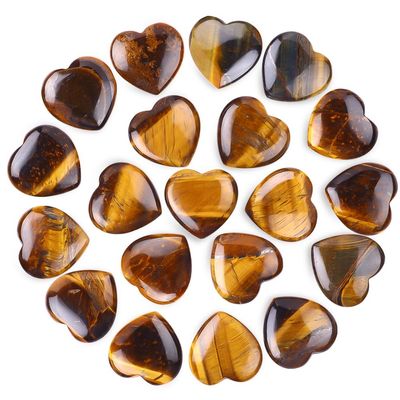 10pcs Natural Crystal Tiger Eye Heart Love Shaped Tiger Eye Healing Stones Polished Rocks Cute Mini Palm Chakra Gemstones Reiki Energy Balancing Stone for Meditation Birthday Gift 0.8 inch(20mm)