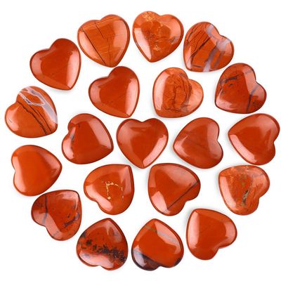 10pcs Natural Crystal Red Jasper Heart Shaped Healing Red Jasper Healing Stones Polished Rocks Cute Mini Palm Chakra Gemstones Reiki Energy Balancing Stone for Meditation Birthday Gift 0.8 inch(20mm)
