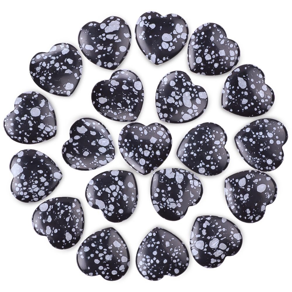 10pcs Natural Crystal Snow Flake Heart Love Shaped Snow Flake Healing Stones Polished Rocks Cute Mini Palm Chakra Gemstones Reiki Energy Balancing Stone for Meditation Birthday Gift 0.8 inch(20mm)
