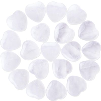 10pcs Natural Crystal Clear Quartz Heart Shaped Healing Clear Quartz Stones Polished Rocks Cute Mini Palm Chakra Gemstones Reiki Energy Balancing Stone for Meditation Birthday Gift 0.8 inch(20 mm)