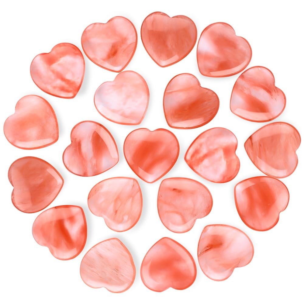 10pcs Natural Crystal Watermelon Quartz Heart Shaped Healing Watermelon Quartz Stones Polished Cute Mini Palm Chakra Gemstones Reiki Energy Balancing Stone for Meditation Birthday Gift 0.8 inch(20mm)