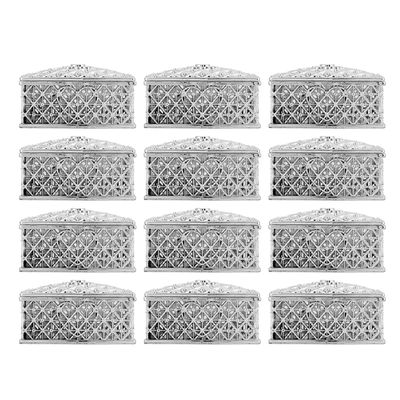 12Pcs Gift Box With Treasure Chest Shape, Square Hollow Candy Box For Wedding And Birthday Party Decoration, Important Holiday Decoration Box(Silver)