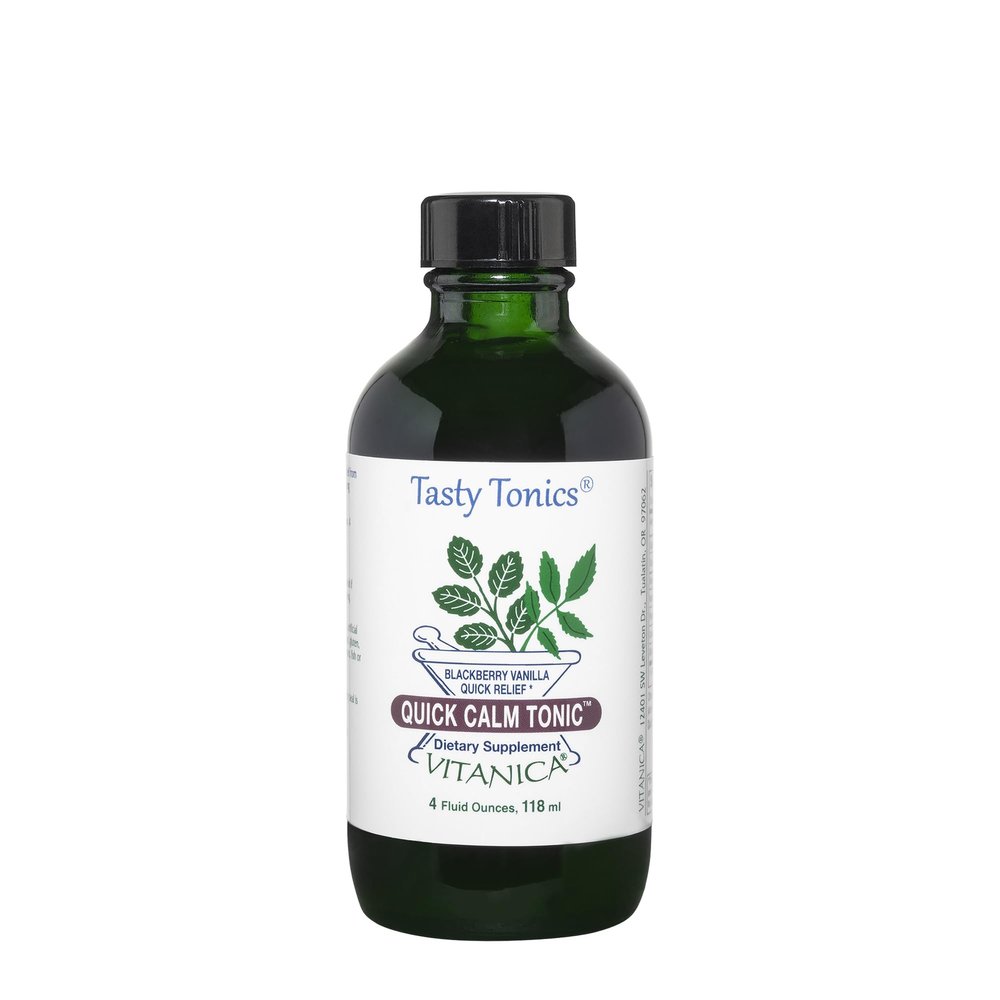 Vitanica Quick Calm Tonic - Stress Support Supplement - Herbal Supplement with Lavender, Valerian Root, Kava Root & Passionflower Herb - BlackBerry Vanilla - Professional Line - 4 Fl Oz (118 mL)