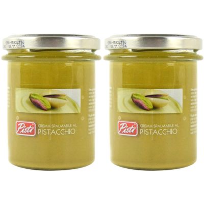 Pisti Pistachio Cream Spread 7.05 oz. (200g)(Pack of 2) Crema di Pistacchio - Italian Pistachio Cream Nut Spread - Bronte - Spreadable Paste