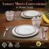 1200 Piece Rose Gold Dinnerware Set - 400 White Plates, 600 Plastic Silverware, 200 Cups - Disposable Set for 200 Guests Party view 2