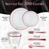 1200 Piece Rose Gold Dinnerware Set - 400 White Plates, 600 Plastic Silverware, 200 Cups - Disposable Set for 200 Guests Party view 3