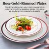 1200 Piece Rose Gold Dinnerware Set - 400 White Plates, 600 Plastic Silverware, 200 Cups - Disposable Set for 200 Guests Party view 4