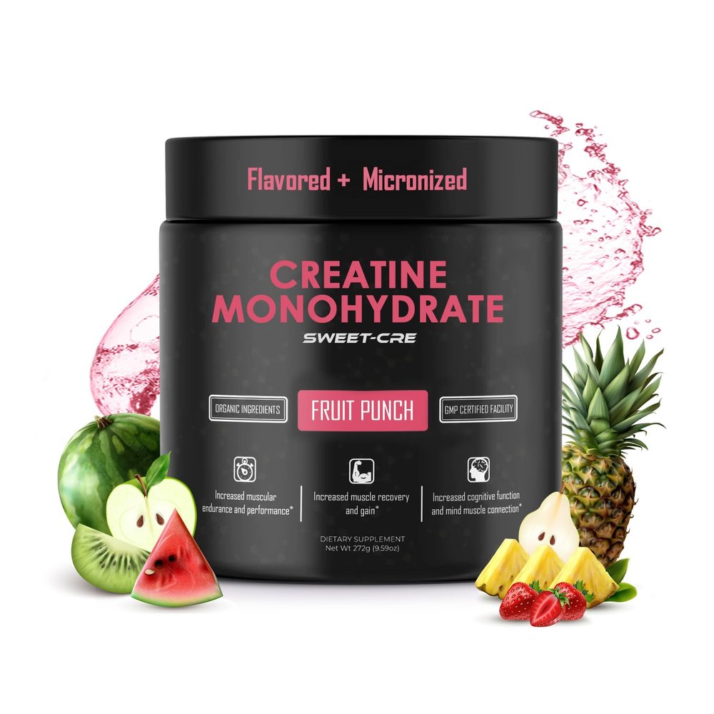Sweet Cre Creatine Monohydrate  5g Creatine Monohydrate Powder  Advanced Creatine for Women and Men  Bulk Supplements Creatine with Organic Ingredients  Delicious Fruit Punch Flavor  10oz