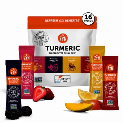 ZYN Electrolyte Drink Mix Hydration Packets, Electrolytes Powder, Hydration Packets w/Turmeric Curcumin, Vitamin C and D, Zinc, Hydrate Electrolyte Powder Packets for Wellness, Variety Pack of 16