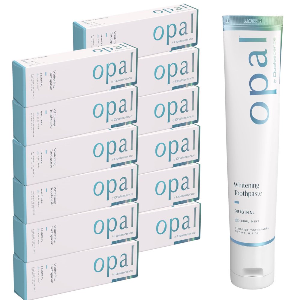 Opalescence Opal Teeth Whitening Toothpaste (Pack of 12) - Cool Mint Original Formula - Oral Care, Gluten-Free - 4.7 Ounce Made by Ultradent -TP-5760-12