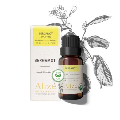 Aliz Aromatherapy Bergamot Essential Oil, USDA Organic, 100% Natural & Pure Essential Oils for Diffusers for Home, Aromatherapy Oils, Diffuser Oils Scents, Organic Essential Oils, 10ml-0.33fl oz