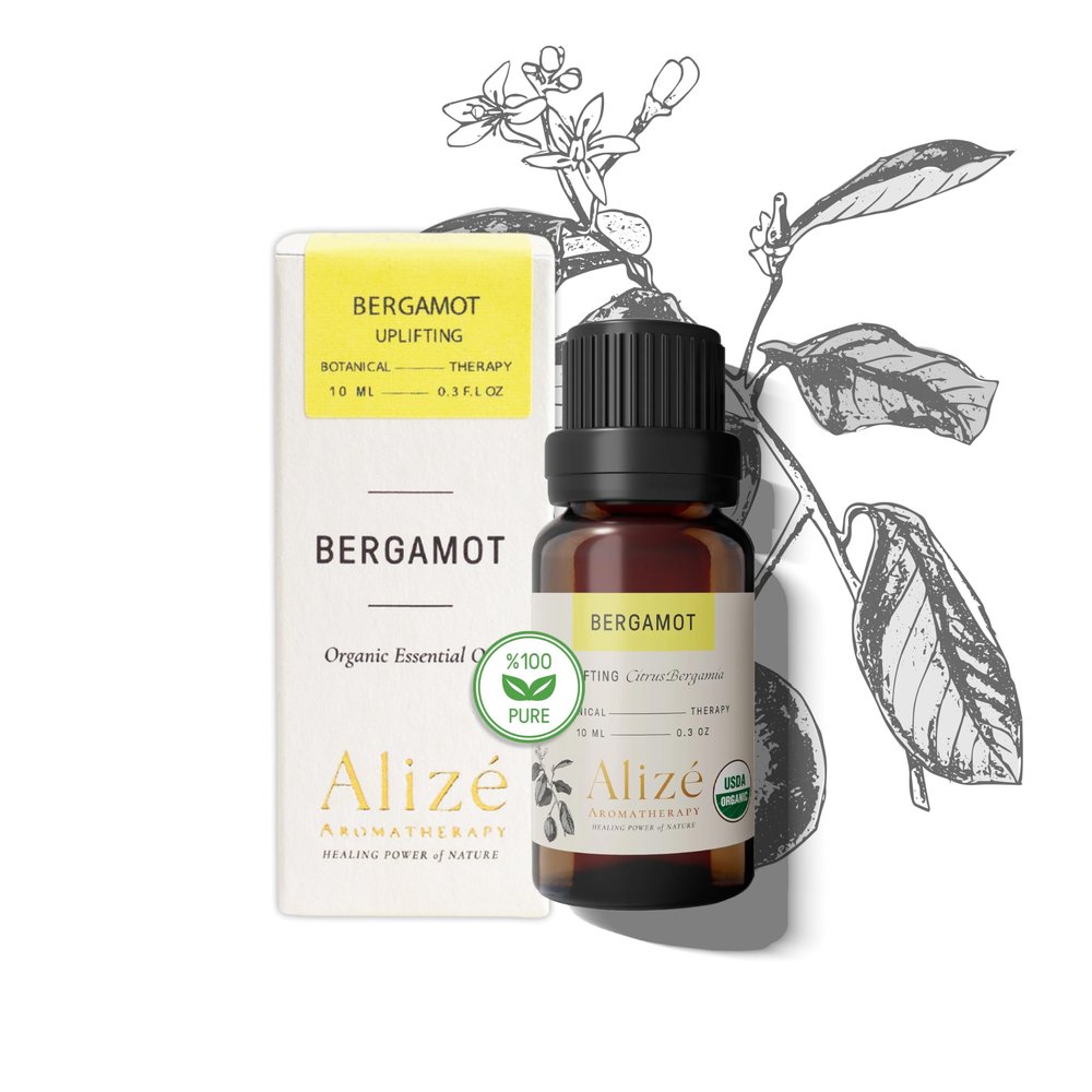 Aliz Aromatherapy Bergamot Essential Oil, USDA Organic, 100% Natural & Pure Essential Oils for Diffusers for Home, Aromatherapy Oils, Diffuser Oils Scents, Organic Essential Oils, 10ml-0.33fl oz