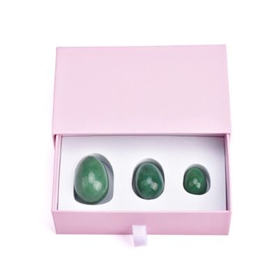 3pc Natural Green Jade Yoni Egg Crystal Egg Stone Eggs Kegel Exercise Balls Exerciser Massage Quartz Ball,Yoni Egg with Box