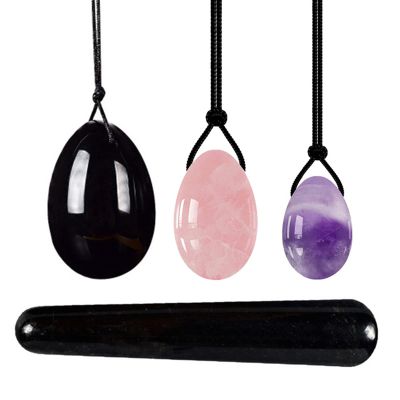 4PCs Natural Jade Yoni Eggs Massage Wand Set Ladies Kegel Exerciser Yoni Massage for Women Wellness,4PC 01