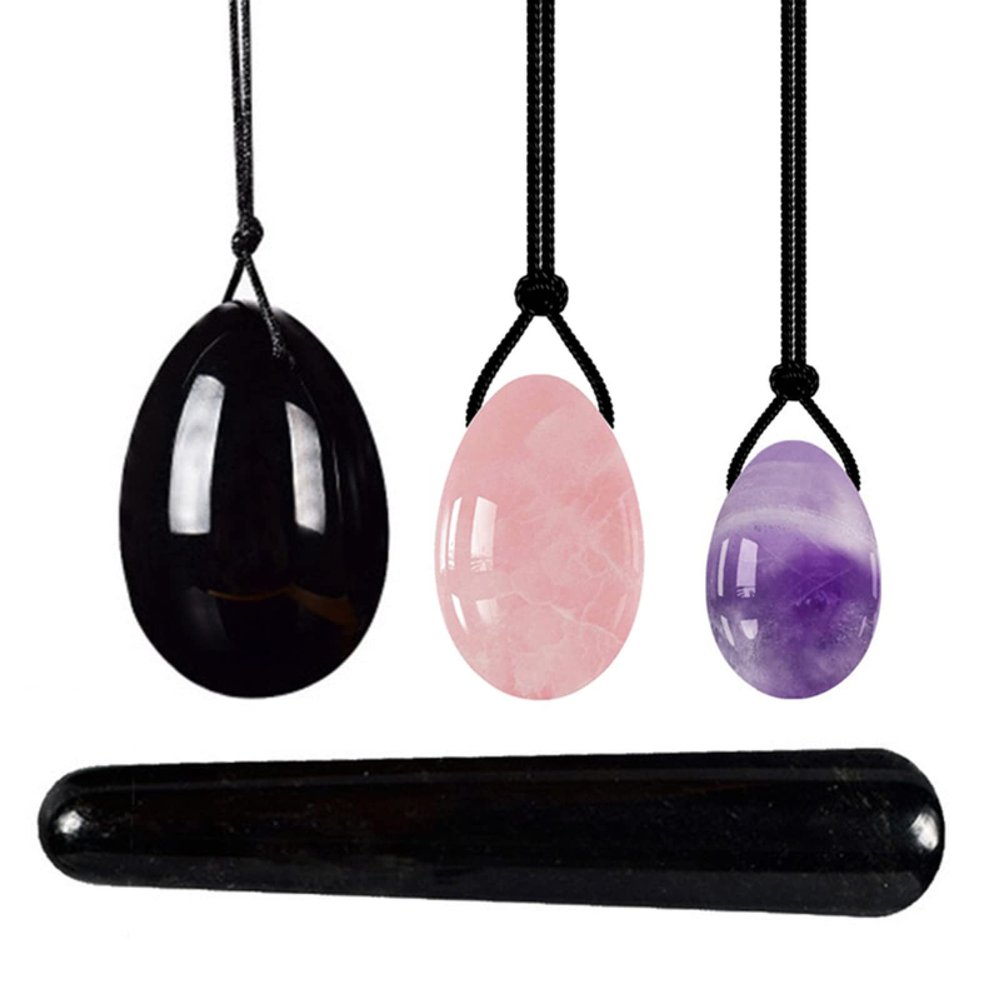 4PCs Natural Jade Yoni Eggs Massage Wand Set Ladies Kegel Exerciser Yoni Massage for Women Wellness,4PC 01