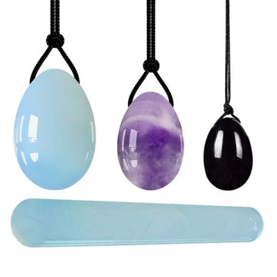 4PCs Natural Jade Yoni Eggs Massage Wand Set Ladies Kegel Exerciser Yoni Massage for Women Wellness,4PC 04