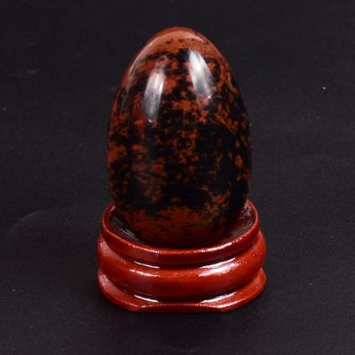 30 * 20 Small Massage Egg Yoni Ball Natural Stone Amethyst Jade Crystal Undrilled Massager Kegel Exercise Tool,Mahogany Jasper