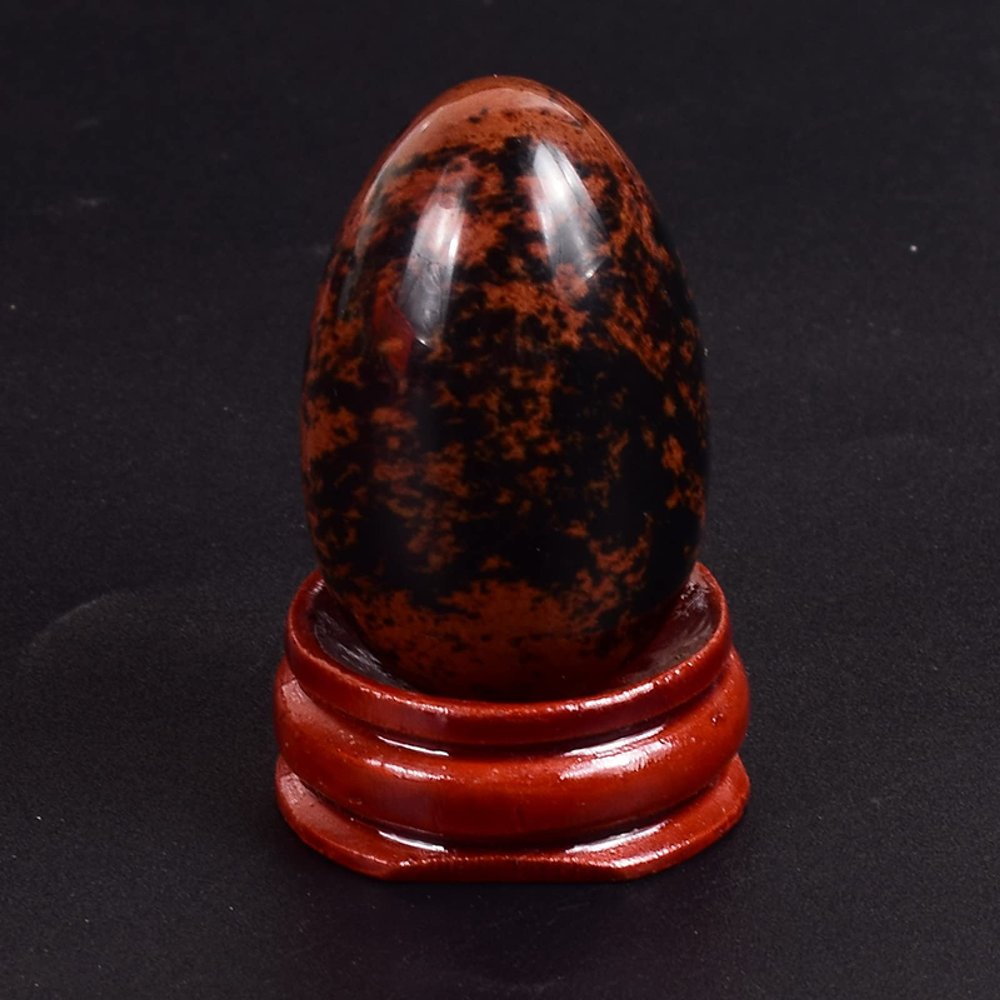 30 * 20 Small Massage Egg Yoni Ball Natural Stone Amethyst Jade Crystal Undrilled Massager Kegel Exercise Tool,Mahogany Jasper