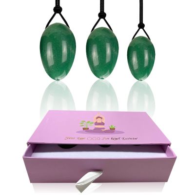 3Pcs/Set Natural Rose Quartz Yoni Egg Set Women Kegel Exercise Jade Egg Ball Kegel Egg with Box,Aventurine with Box