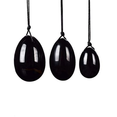 4PCs Natural Jade Yoni Eggs Massage Wand Set Ladies Kegel Exerciser Yoni Massage for Women Wellness,3PC Obsidian Egg