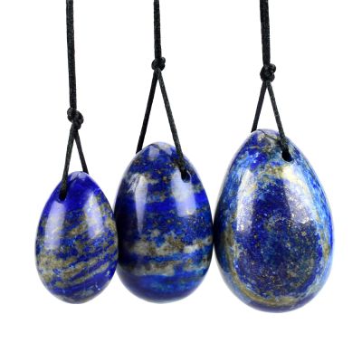 Lapis Lazuli Drilled Yoni Jade Egg for Women Kegel Exercise,3pcs Set