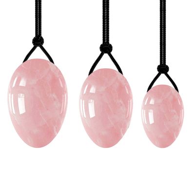 3Pcs/Set Natural Rose Quartz Yoni Egg Set Women Kegel Exercise Jade Egg Ball Kegel Egg with Box,Rose Quartz No Box