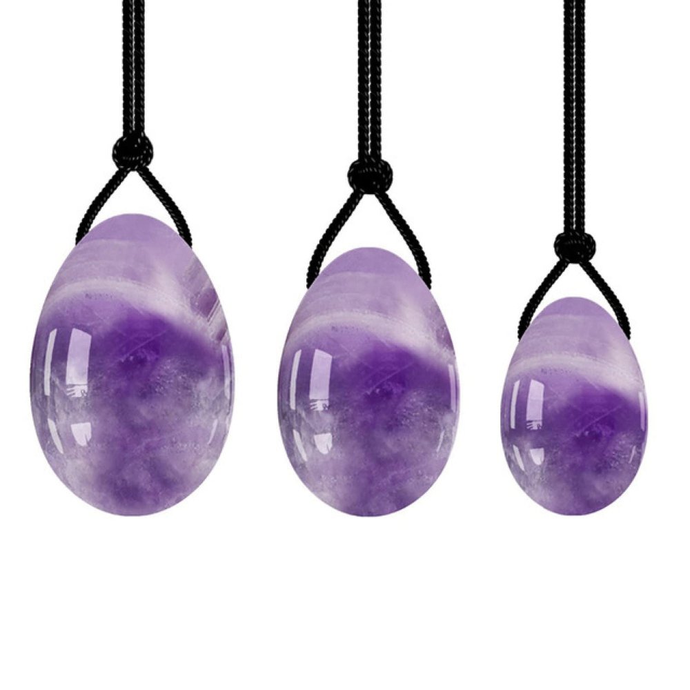 4PCs Natural Jade Yoni Eggs Massage Wand Set Ladies Kegel Exerciser Yoni Massage for Women Wellness,3PC Amethyst Egg