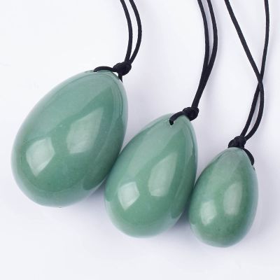 Aventurine Massage Egg 3Pcs/Set Crystal Mineral Stone Yoni Ball for Kegel Exercise Tool Jade Massager,Drill 3 Pcs