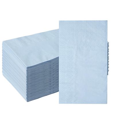 50 Pieces 3-ply Blue Napkins Disposable 13 x 15.7 Inches Guest Bathroom Napkins Disposable Hand Towels for Bathroom Wedding Birthday Party Paper Dinner Napkins