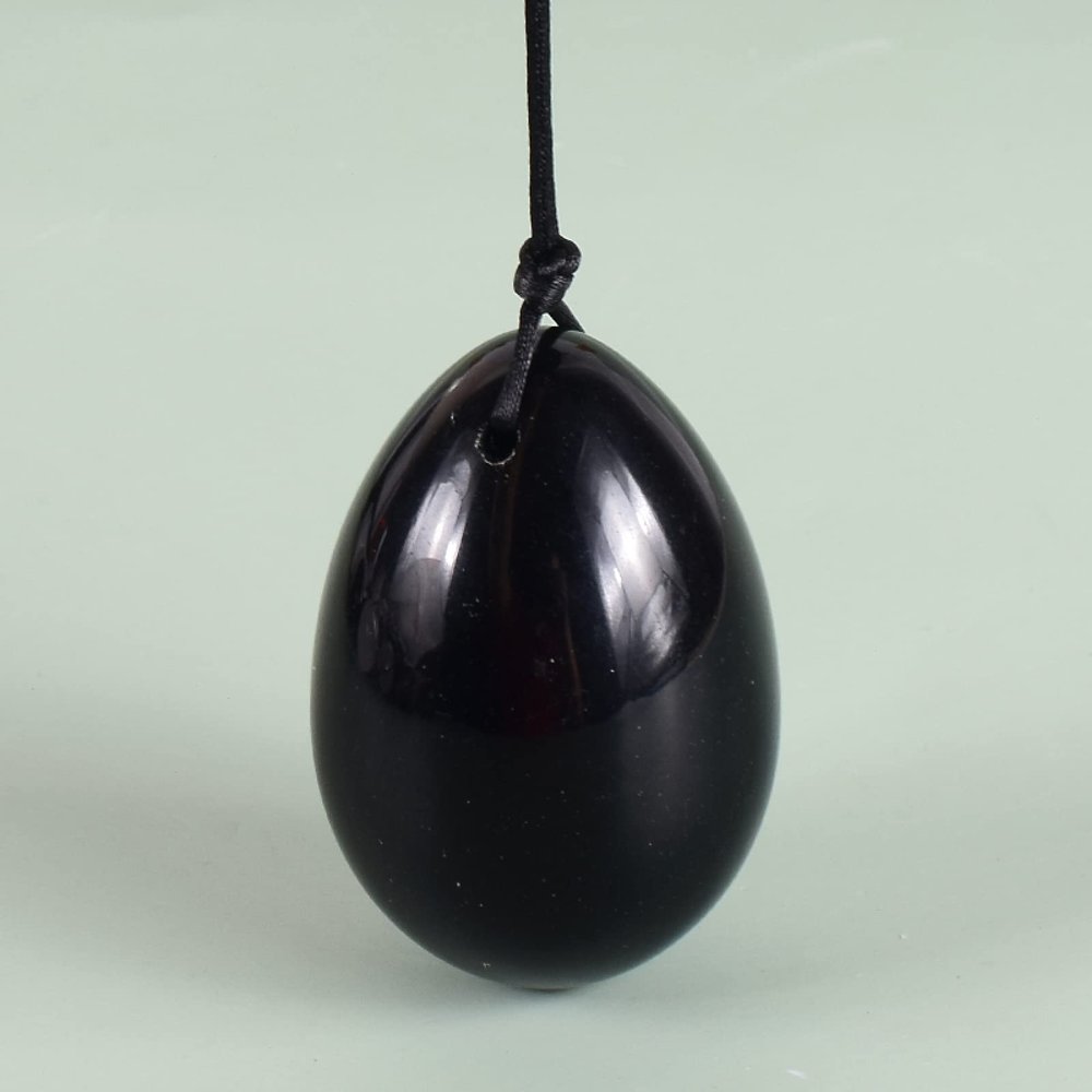 50 * 35 Big Size Yoni Egg Massage Body Natural Crystal Rose Quartz Ball Kegel Exercise Tool Massager,50x35 Drill Obsidian