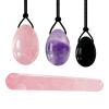 3 Pcs Rose Quartz Yoni Egg Set Jade Eggs Women Kegel Exerciser Jade Massager Ball Crystal Kegel Eggs,Three Color Egg Set view 1