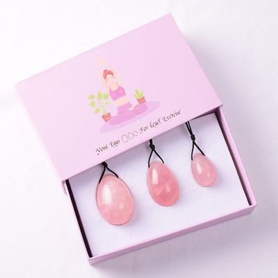 Natural Rose Quartz Yoni Egg Jade Eggs Women Kegel Exerciser S Ball Jade Massager Crystal Kegel Eggs,Drilled Egg with Box