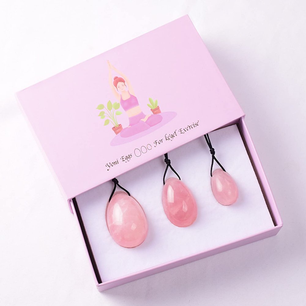 Natural Rose Quartz Yoni Egg Jade Eggs Women Kegel Exerciser S Ball Jade Massager Crystal Kegel Eggs,Drilled Egg with Box
