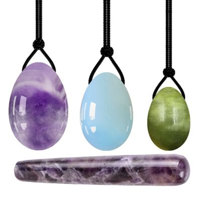 4PCs Natural Jade Yoni Eggs Massage Wand Set Ladies Kegel Exerciser Yoni Massage for Women Wellness,4PC 02