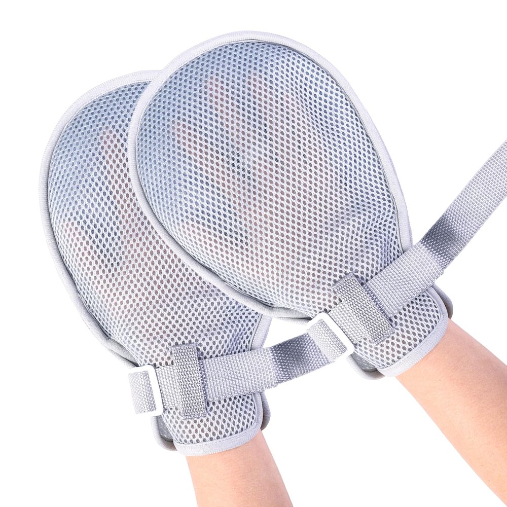 ENLUNTRA Medical Restraint Gloves - 2Pcs, Washable Hand Protective Gloves for Seniors with Dementia,Prevent Scratching Harm(grey)