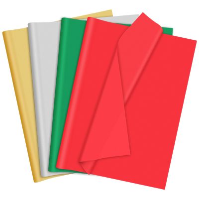AORZIT Christmas Tissue Paper 80 Sheets Gold Silver Red Green Bulk 14x20 Inch Multicolor Xmas Tissue Paper for Gift Bag Wrapping DIY Crafts Filler Christmas Birthday Party Decor