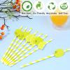 Yellow and White Straws, 20 Pcs Disposable Lemon Patterned Paper Drinking Straws Lemonade Stand Supplies Lemon Themed Party Supplies for Baby Shower, Birthday Party, DIY Craft Projects view 2