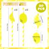 Yellow and White Straws, 20 Pcs Disposable Lemon Patterned Paper Drinking Straws Lemonade Stand Supplies Lemon Themed Party Supplies for Baby Shower, Birthday Party, DIY Craft Projects view 3