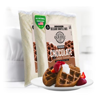 OldSoul Professional Belgian Waffle Mix | GLUTEN FREE & VEGAN | 10 Lbs | Crispy | Chocolate Flavour | 56 Waffles (10 Lbs, Gluten Free & Vegan)