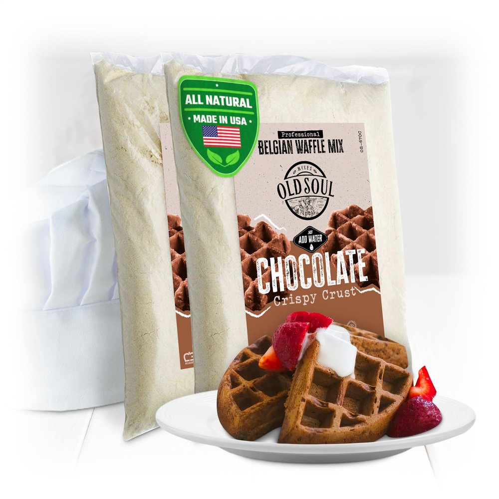 OldSoul Professional Belgian Waffle Mix | 10 Lbs | Crispy | Chocolate Flavour | 56 Waffles (10 Lbs, Traditional)