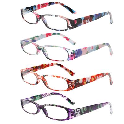 Kerecsen Women's Reading Glasses 4 Pairs Ladies Fashion Spring Hinge Readers (Colourful-8, 1.50, x)
