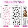 BLMHTWO 100Pcs Pet Paw Print Treat Bags, Cellophane Dog Treat Bags Paw Print Goodie Bags with 100 Silver Twist Ties for Pet Birthday Party Favor (50Pcs Balck & 50Pcs Pink) view 2